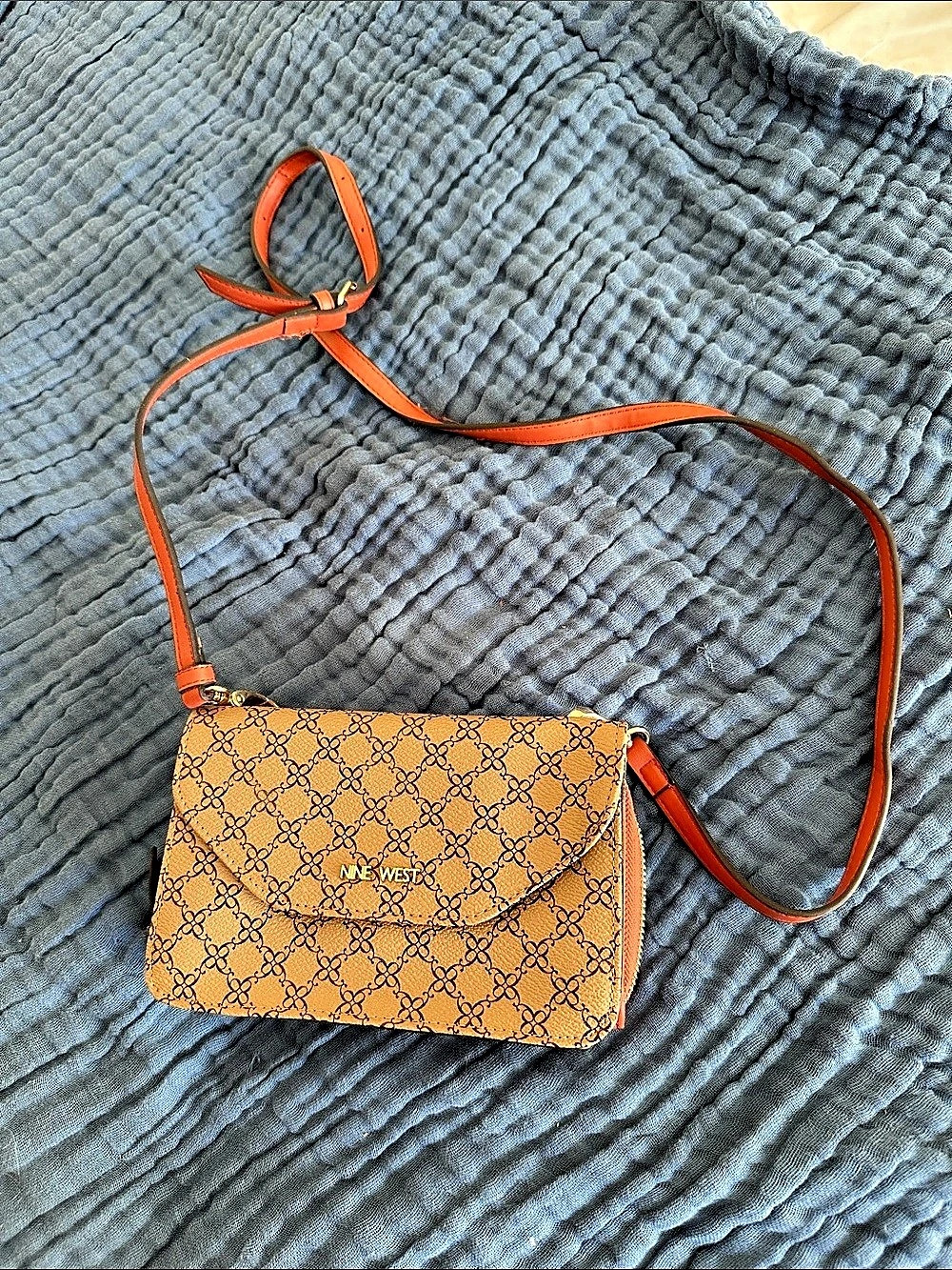 Nine West Brown & pink Crossbody Bag